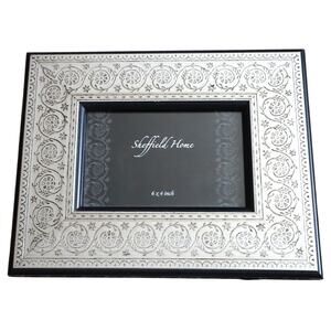 Vintage Anti Silver and Black Ornate Tooled Picture Frame Sheffield Home 6x4